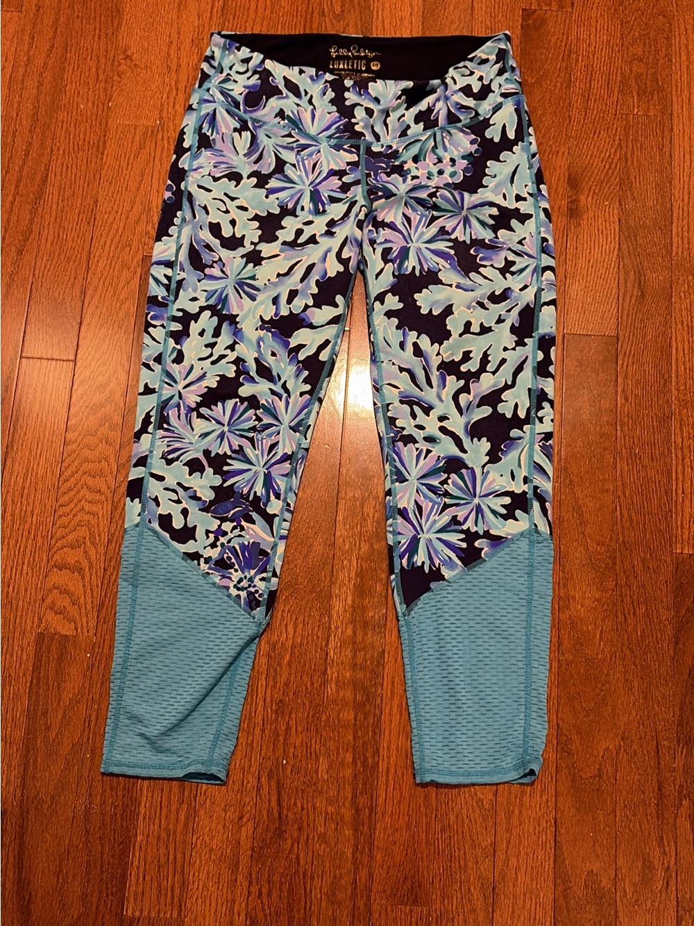 Lilly Pulitzer Navy, Aqua & Lilac Floral Panel Leggings